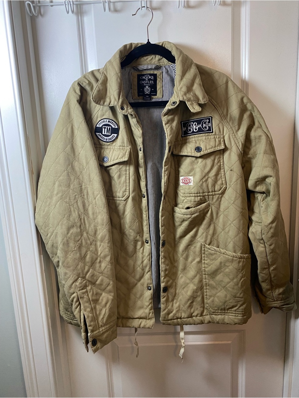 Crooks & Castles Quilted Field Jacket in Khaki